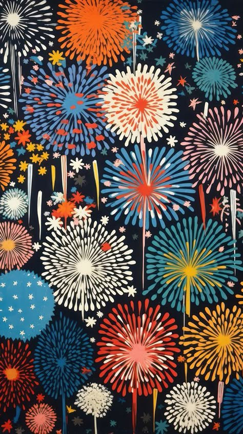 Colorful fireworks pattern art backgrounds. AI generated Image by rawpixel. | premium image by rawpixel.com / Rob New Years Illustration, Firework Illustration, Firework Background, Fireworks Illustration, Firework Design, Summer Fireworks, Vintage Fireworks, July Wallpaper, Fireworks Wallpaper