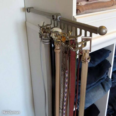 Hide-a-Belt Rack Small Closet Shelving, Clothes Storage Ideas, Closet Storage Systems, Messy Closet, Belt Storage, Belt Rack, Storage Box On Wheels, Belt Organizer, Door Shoe Organizer