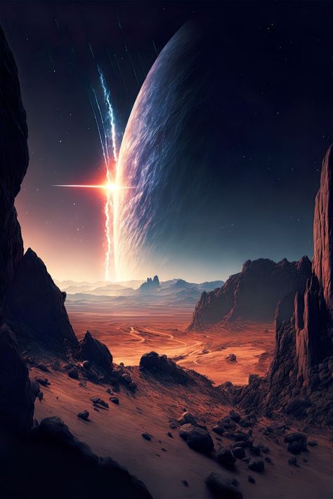 phone wallpaper, space aesthetic, rocky desert planet, iphone wallpaper, Wallpapers Space, Rocky Desert, Supernova Explosion, Desert Planet, Cool Galaxy Wallpapers, Pyramids Egypt, Science Fiction Artwork, Landscape Tattoo, Long Beautiful Hair