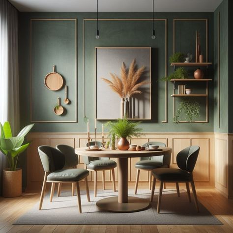 Small Dining Room Color Ideas, Green Dining Room, Cozy Furniture, Living Room Den, Wood Interior Design, Wood Dining Room, Foyer Decor, Dining Room Colors, Dining Nook