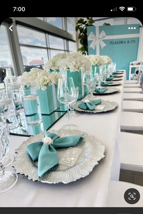 Breakfast At Tiffanys Centerpiece Ideas, Breakfast At Tiffanys Table Decorations, Tiffany Decorations Party, Tiffany’s Party, Breakfast At Tiffany's Party Ideas, Breakfast At Tiffanys Party Theme, Breakfast At Tiffany’s Party, Tiffany And Co Theme Party, Tiffany Birthday Theme