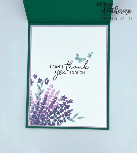 Stampin’ UP! Alphabet Perennial Painted Lavender Sneak Peek Thank You | Stamps – n - Lingers Stampin Up Perennial Lavender Dsp, Painted Lavender Stampin Up Cards, Stampin Up Perennial Lavender, Painted Lavendar Su Cards, Stampinup Painted Lavender, Lavender Bundle, Lavender Stamp, Painted Lavender, Papercraft Ideas