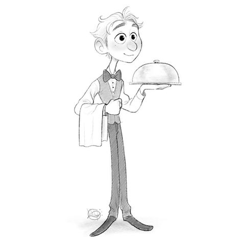 Waiter Sketch by LuigiL.deviantart.com on @DeviantArt Waiter Pose, Waitress Drawing, Luigi Lucarelli, Pose Drawing Reference, Reference Drawing, Budget Book, Body Reference Drawing, Character Design Sketches, Body Reference