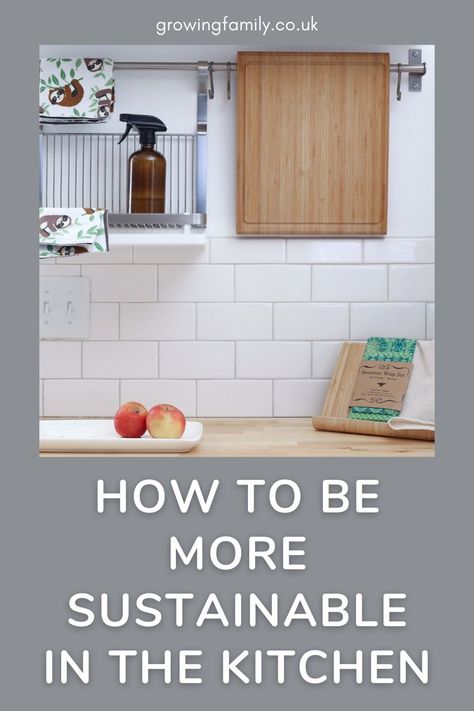 Wondering how to be more sustainable in the kitchen? Here are a few tips to help you on your journey to an eco-friendly kitchen. #growingfamily Plastic Free Kitchen, Low Waste Lifestyle, Waste Free Living, Plastic Free Living, Zero Waste Kitchen, Sustainable Kitchen, Eco Friendly Kitchen, Kitchen Waste, Low Waste