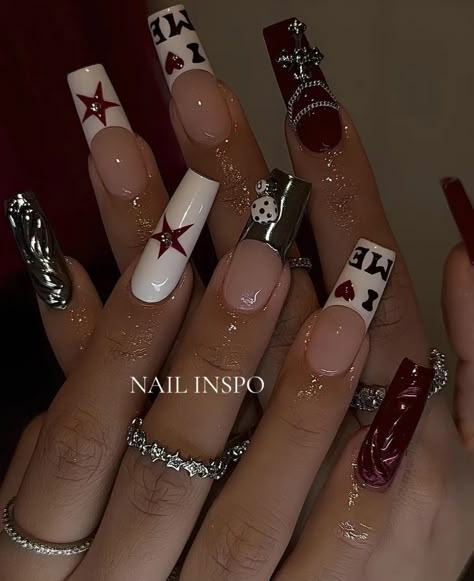 777 Nails, Nail Portfolio, Nails 23, Hood Quotes, Grunge Nails, Dope Nail Designs, Unique Acrylic Nails, Bling Acrylic Nails, Birthday Nails