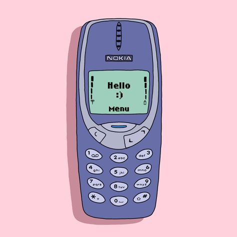 Nokia digital art Y2k Phone Illustration, 90s Digital Art, Flip Phone Drawing Aesthetic, Y2k Phone Drawing, Vintage Phone Illustration, Phone Drawing Aesthetic, Cute Phone Drawing, Phone Illustration Art, Old Phone Illustration