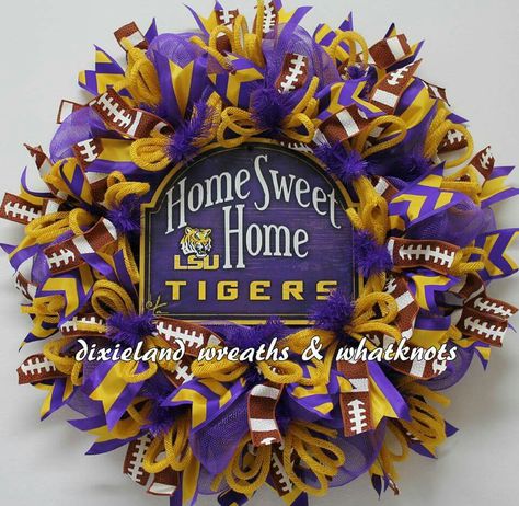 ..... Lsu College, Football Wreaths, Sports Wreath, Yellow Ladybug, Sports Wreaths, Lsu Football, Fun Wreath, Football Wreath, Wreath Making Supplies