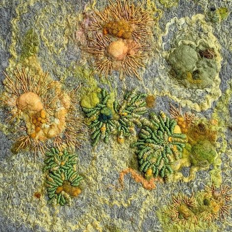 Lynn Comley👩🏻‍🎨 (@upanddowndale) • Instagram photos and videos Moss Artwork, Felt And Embroidery, Moss And Lichen, Textile Art Embroidery, Felt Pictures, Textile Crafts, Creative Embroidery, Textile Artist, Slow Stitching