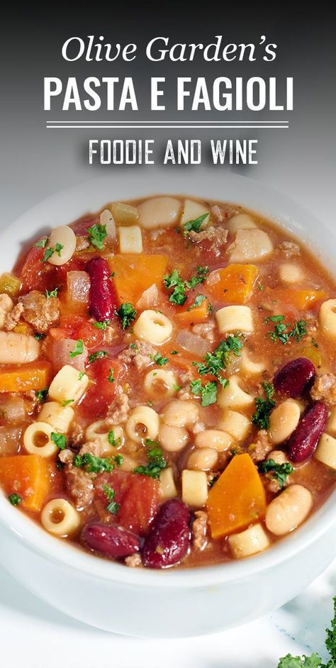 Olive Garden Pasta E Fagioli Soup Pasta Fagioli Soup Olive Garden, Olive Soup, Copycat Soup, Olive Garden Soup, Olive Garden Pasta Fagioli, Pasta Soup Recipes, Olive Garden Soups, Garden Soup, Olive Garden Pasta