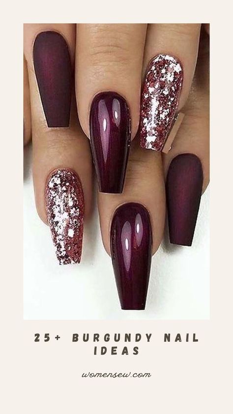 Burgundy Nail Hallographic Nails, Short Gel Nails, Winter Nails Acrylic, Cute Christmas Nails, Nail Designs Valentines, Simple Acrylic Nails, Pretty Nail Art Designs, Burgundy Nails, Christmas Nails Acrylic