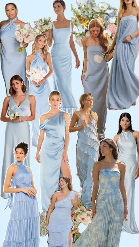 Light blue bridesmaid dresses Blue Bridesmaid Dresses Beach, Delft Wedding, Powder Blue Bridesmaid Dress, Mismatched Bridesmaid Dresses Blue, Light Blue Wedding Dress, Blue Wedding Guest Dresses, Light Blue Bridesmaid Dresses, Light Blue Bridesmaid, Ivory Bridesmaid Dresses