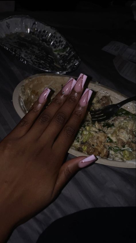 Baby pink french tips with darker pink glitter outline   #nails #frenchtip Glitter Outline Nails, Baby Pink French Tips, Outline Nails, Pink French Tips, Pink French, French Tips, Pink Glitter, Dark Pink, Baby Pink