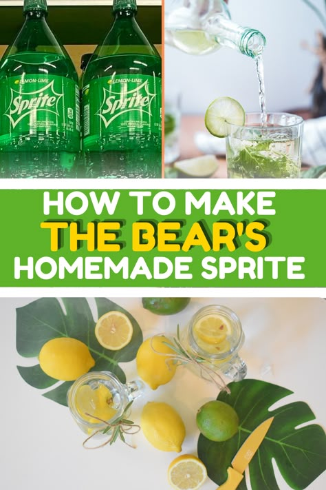 🍹🌿 Thirsty for a sustainable sip? Learn how to make homemade Sprite, inspired by Carmy in "The Bear"! 🐻💫 Reduce plastic waste and enjoy a refreshing DIY beverage. Check out the blog post for the recipe! Soda Recipes Homemade, Diy Sprite, Eco Friendly Bubbles, Homemade Sprite Recipe, How To Make Homemade Sprite, How To Make Sprite, How To Make Homemade Soda, Homemade Sprite Soda, Craft Soda Recipes