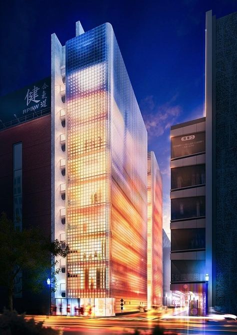 Interview with State of Art Studio - Ronen Bekerman 3d architectural visualization blog Hermes Tokyo, Renzo Piano Architecture, Tokyo Architecture, 3d Architectural Visualization, Facade Lighting, Architectural Rendering, Renzo Piano, 3d Architecture, Famous Architects