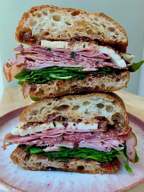 Sandwich With Sourdough Bread, Cold Deli Sandwich Ideas, Weekend Recipes, Italian Market, Gourmet Sandwiches, Olive Tapenade, Sandwich Ideas, Work Lunches, Sandwiches And Wraps