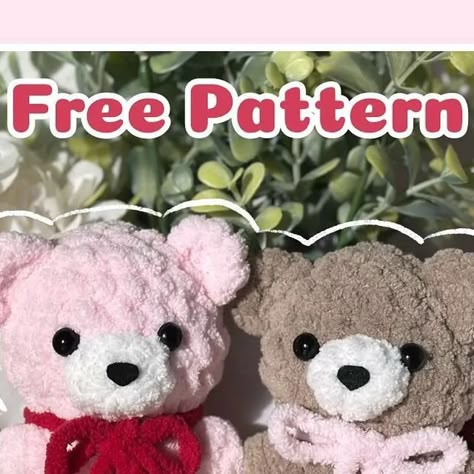 Bear Plushie Crochet, Low Sew Amigurumi, Crochet Valentines Plush, Strawberry Bear Crochet, Low Sew Crochet Amigurumi Free Pattern, Sew Bear Pattern, Crochet Gummy Bear Pattern Free, Free Crochet Amigurumi Patterns, Crochet Bears