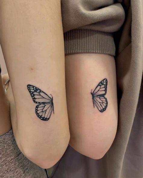 Bff Matchy Tattoos, Tattoo For A Best Friend, Tattoo Idea Best Friends, Best Friend Shoulder Tattoos, Unique Tattoos For Friends, Matching Tattoos For Crazy Best Friends, Small Tattoos With Best Friend, Matching Best Friend Tattoos Unique, Best Friends Butterfly Tattoo