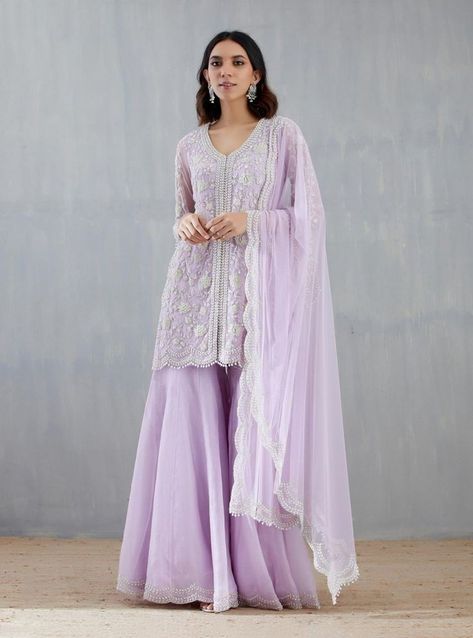 This can be a fabulous idea for this year's diwali outfits Diwali Outfit, Types Of Clothing Styles, Embroidered Sharara, Sharara Designs, Purple Outfit, Diwali Outfits, Outfit 2023, Indian Bride Outfits, Traditional Dresses Designs