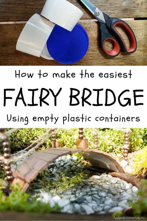 Fairy Garden Accessories Diy Miniature Furniture, Diy With Plastic Containers, Fairy Garden Accessories Diy, Fairy Garden Box, Fairy Garden Design Ideas, Fairy Bridge, Kids Fairy Garden, Fairy Life, Make A Fairy