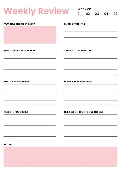 Weekly review - (color) Weekly Reflection, Daily Routine Planner, Weekly Review, Life Binder, Self Care Bullet Journal, Writing Therapy, Routine Planner, Fun Printables, Therapy Worksheets