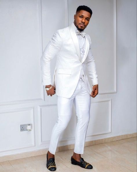 All White Party Outfits Mens, Cot Pant, All White Outfit Men, Chris Aesthetic, White Suit Men, Juniper Wedding, White Party Attire, Designer Tuxedo, White Wedding Suit