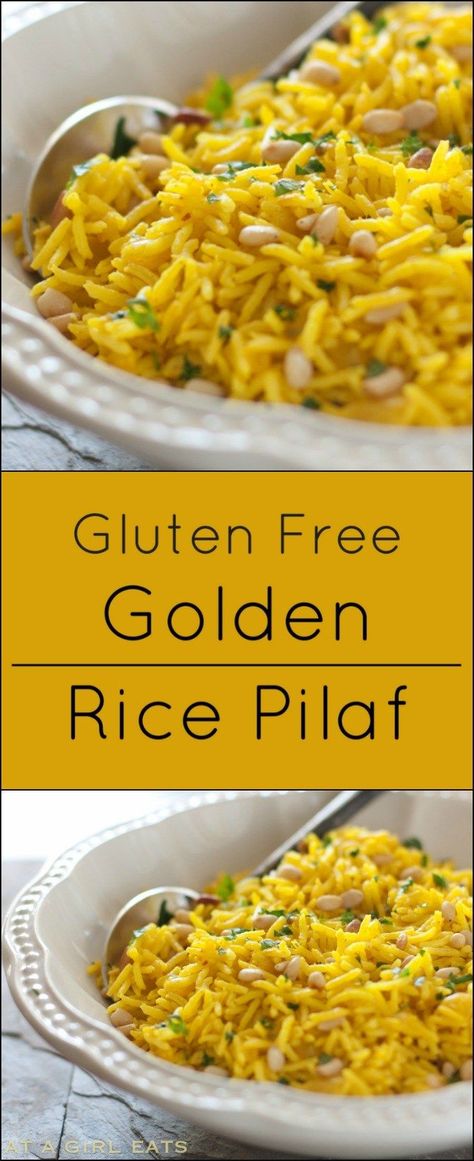 Golden rice pilaf is an easy gluten free side dish! Gluten Free Rice Pilaf, Dairy Free Side Dishes, Gluten Free Side Dish, Easy Rice Pilaf, Gluten Free Side, Golden Rice, Rice Pilaf Recipe, Pilaf Recipes, Vegetarian Chicken