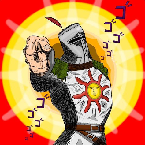 Have you ever PRAISED THE SUN!?!?. One of my first drawings when I changed to digital :D Solaire Of Astora, I Changed, Dark Souls, Jojo's Bizarre Adventure, Have You Ever, The Sun, Sun, Drawings