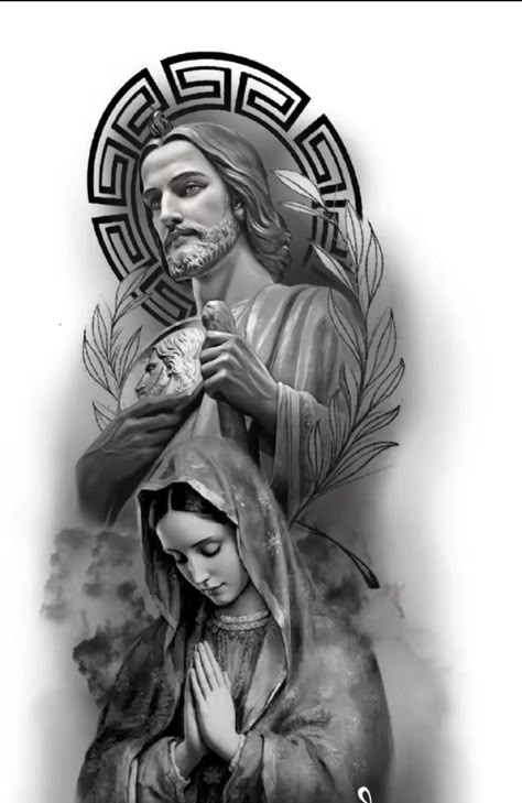 San Judas And Virgen Tattoo Together, San Judas Tadeo Tattoo On Hand, La Virgen Tattoo, San Judas Tadeo Tattoo For Women, Mexican Sleeve Tattoo, San Judas Tadeo Wallpaper, Saint Jude Tattoo, Jesus Christ Tattoo Designs, San Judas Tattoo Design