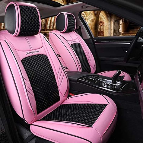 Amazon.com: seemehappy Charming Pink Black Car Seat Covers Set Faux Leather Auto Accessory (Basic): Automotive Pink Car Interior, Pink Seat Covers, Pink Car Seat Covers, Lexus Sport, Love Presents, Pink Car Seat, Pink Car Accessories, Pink Cars, Car Tech