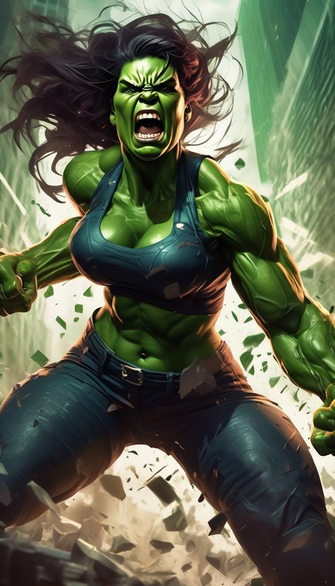 Hulk lady, digital painting Shehulk Art, She Hulk Art, Female Hulk, Anime Avengers, Movie Banner, Marvel Comics Artwork, Big Barda, Female Comic Characters, Old Cartoon Characters