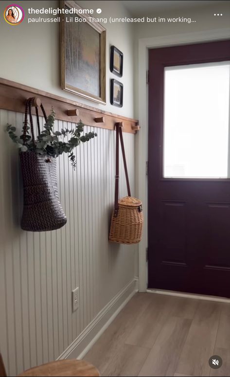 Long Hallway Entryway Ideas, Paint Beadboard, Beadboard Hallway, Beadboard Entryway, Farmhouse Reno, Entryway Stairs, Entryway Hooks, Small Foyer, Lifestyle Content Creator