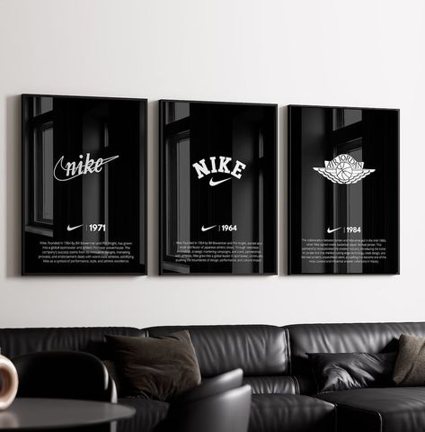 Hypebeast Printable Wall Art Hypebeast Sneaker Poster Set of - Etsy | Etsy (US) Nike Wall Art, Men Living Room Ideas Apartments, Men Room Decor Ideas, Room Ideas Color Schemes, Men Living Room Ideas, Room Ideas Color, Old Farmhouse Aesthetic, Men Living Room, Mens Wall Art