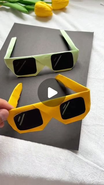 Sunglasses Art Projects For Kids, Sunglasses Craft For Kids, Origami Sunglasses, Simple Origami For Kids, Craft Sunglasses, Paper Sun, Easy Origami For Kids, Colorful Sunglasses, Handmade Sunglasses