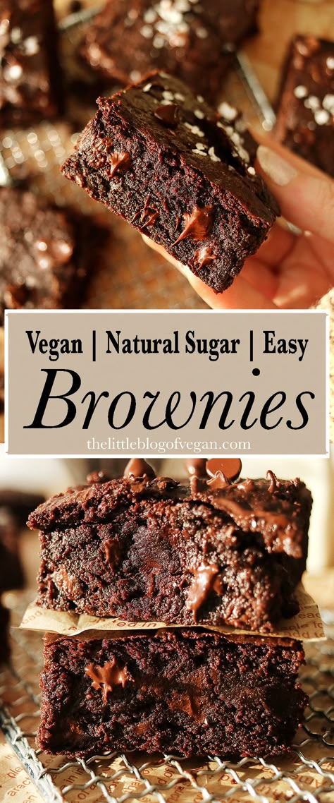 Pinterest pin of fudgy vegan brownies Vegan Desserts No Sugar, Plant Based Brownies, Vegan Sweet Potato Brownies, Healthy Vegan Brownies, Vegan Dessert Recipes Easy, Vegan Fudge Brownies, Vegan Brownies Easy, Fudgy Vegan Brownies, Vegan Bakes