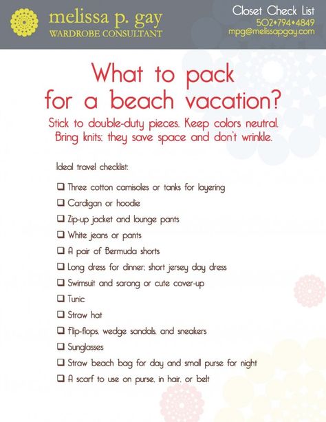 Beach Packing List Packing Light For A Trip, Beach Vacation Packing, Beach Vacation Packing List, Vacation Packing List, Beach Packing, Western Michigan, Packing List For Vacation, Holiday Packing, Pack Light