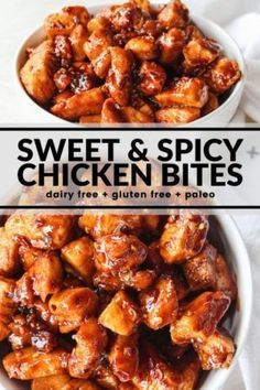 Honey Garlic Chicken Bites, Spicy Chicken Bites, Garlic Chicken Bites, Sweet Spicy Chicken, Chicken Bites Recipes, Sweet And Spicy Chicken, Spicy Chicken Recipes, Sriracha Sauce, Chicken Bites