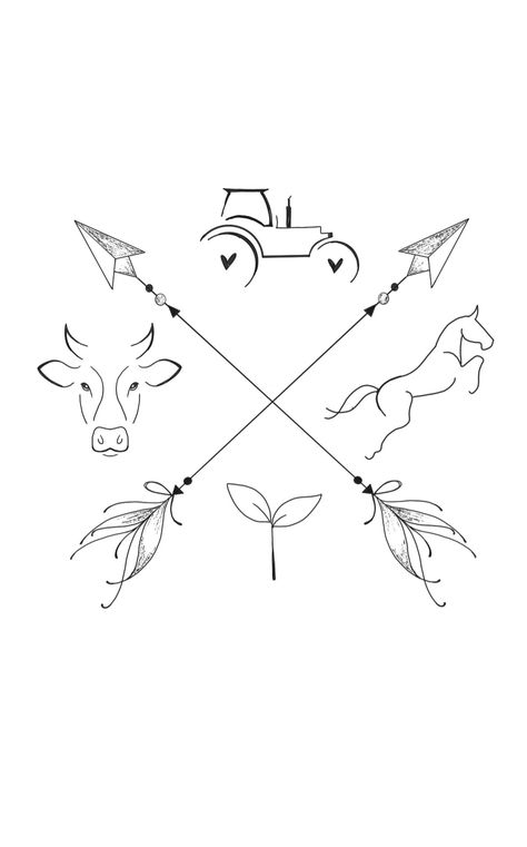 Tattoos For Farmers, Farm Animal Tattoos For Women, Horse Memory Tattoo, Farming Tattoo, Cowboy Tattoo Ideas, Western Drawing Ideas, Vet Anatomy, Western Clip Art, Horse Memory