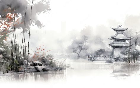 Premium AI Image | Bamboo garden surrounding pagoda chinese painting illustration Bamboo Garden, Japanese Painting, Chinese Painting, Painting Illustration, Graphic Resources