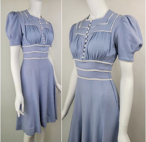 1930s Southern Fashion, 1930s Summer Dress, 1930s Day Wear, 80s Casual Dress, Typewriters Aesthetic, 1930s Dress Casual, 1930s Summer Fashion, 1940s Day Dress, 1930s Fashion Women Casual