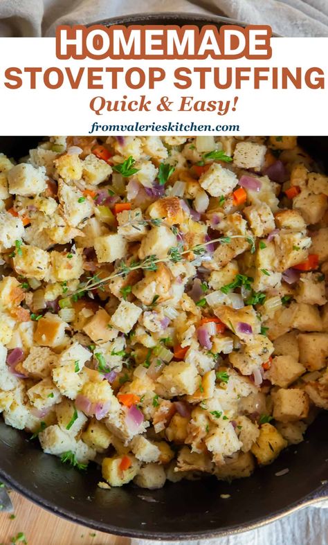 Homemade Stovetop Stuffing, Quick Stuffing, Stuffing From Scratch, Stuffing Mix Recipes, Homemade Stove, Stovetop Stuffing, Stove Top Stuffing Recipes, Homemade Stuffing Recipes, Vegetarian Stuffing