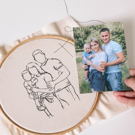 Photo To Embroidery, Hand Embroidery Letters, Embroidery Face, Gift Embroidery, Embroidery Hoop Art Diy, Portrait Embroidery, Basic Hand Embroidery Stitches, Hand Embroidery Patterns Free, Simple Hand Embroidery Patterns