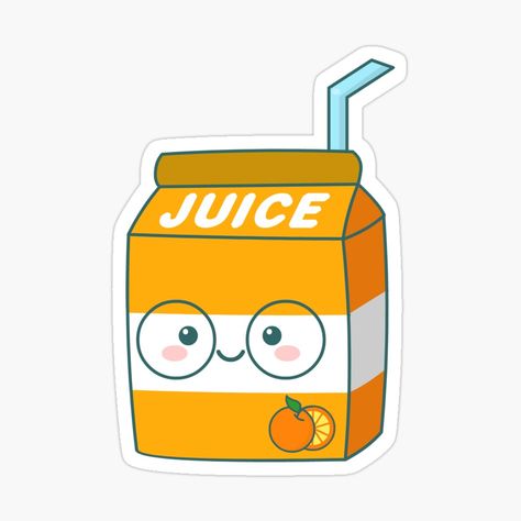 Kawaii Orange, Juice Sticker, Cute Magnets, Cute Laptop Stickers, Juice Boxes, Jus D'orange, Cute Cute, Kawaii Doodles, Dibujos Cute