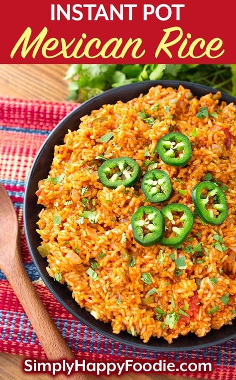 Instant Pot Mexican Rice - Simply Happy Foodie Restaurant Style Mexican Rice, Pot Rice Recipe, Instant Pot Mexican Rice, Simply Happy Foodie, Mexican Lasagna Recipes, Instant Pot Mexican, Mexican Rice Recipe, Instant Pot Rice, Mexican Rice Easy