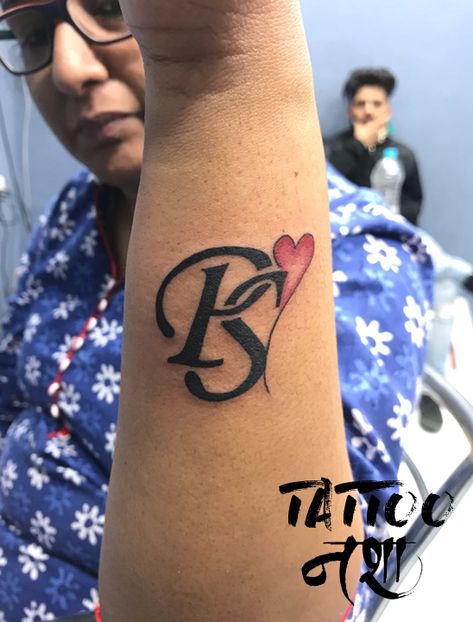 small name tattoo name tattoo on wrist name with heart tattoo by anurag chouhan @tattoo nasha P And S Letter Together Tattoo, S P Tattoo Letter Design, P Name Tattoo Design, Pooja Name Tattoo Designs, Sp Tattoo Letter Design, Priya Name Tattoo, P Name Tattoo, Name With Heart Tattoo, P Letter Tattoo