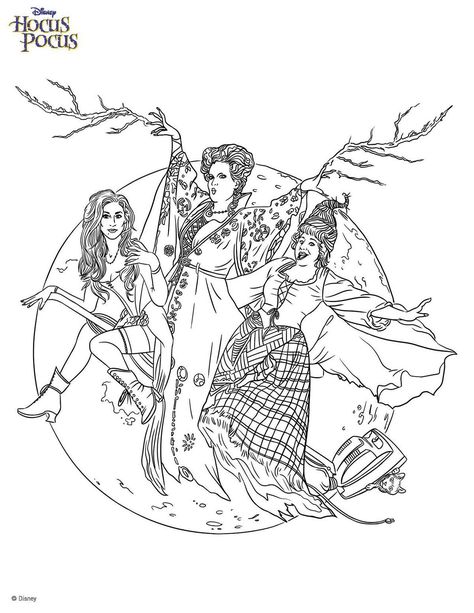 Ah, the sweet nostalgia of 'Hocus Pocus', a classic film from the 90s. It's a timeless classic that many of us can still recite all the lines to. Who amongst us hasn't longed for a chance to relive th... Hocus Pocus Coloring Pages, Hermanas Sanderson, Witch Coloring Pages, Halloween Coloring Pages, Halloween Movies, Free Printable Coloring, Halloween Coloring, Coloring Book Pages, Hocus Pocus