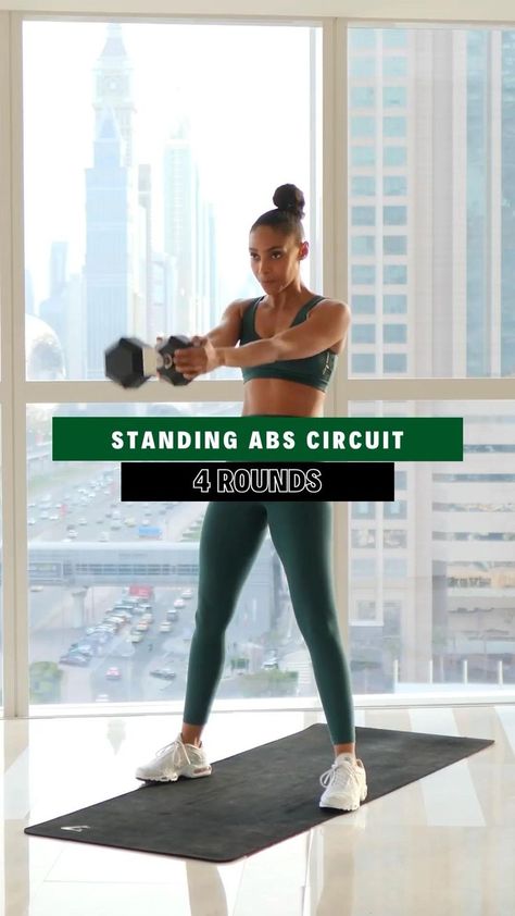 Standing Abs Workout! TRY THIS NOW 🤩 - MrandMrsMuscle 💪🏽 | Abs workout, Workout videos, Stomach workout Dumbbell Ab Workout, Standing Abs Workout, Standing Ab Exercises, Oblique Workout, Dumbell Workout, Standing Abs, Full Body Hiit Workout, Abs Workout For Women, Gym Workout Videos