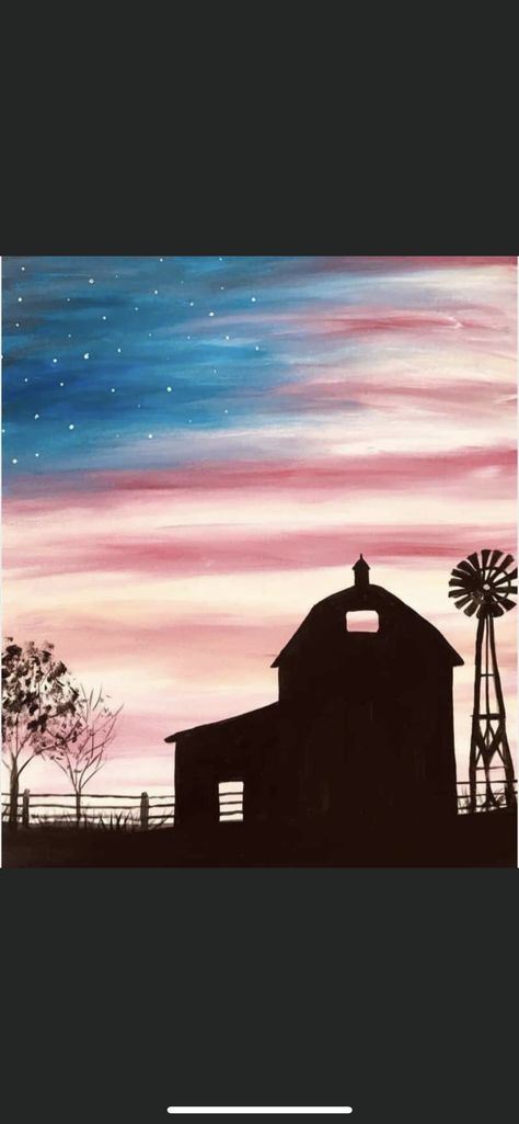 Texas Painting Ideas Easy, Country Themed Paintings, Farm Canvas Painting Easy, Western Fall Paintings, Easy Rustic Paintings, Canvas Painting Western, Cowboy Paintings Western Easy, Western Things To Paint On Canvas, Farmhouse Painting Ideas On Canvas