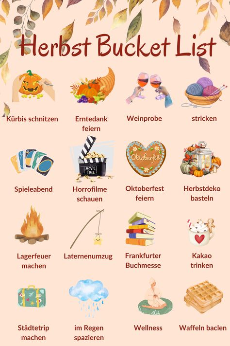 Bucket List mit Ideen für Herbstaktivitäten 30 Bucket List, Fall Bucket List Ideas, Fall Checklist, Autumn Bucket List, Halloween Bucket List, Budget List, Bucket List Ideas, Fall Bucket List, Changing Leaves