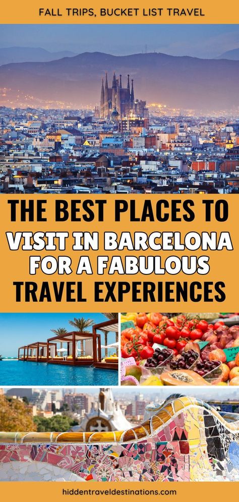 The best places to visit in Barcelona for a fabulous travel experience filled with culture and charm. Whether you're marveling at the architecture of the Sagrada Família or enjoying a sunset at the beach, these highlights are perfect for your Christmas bucket list and will elevate your fall travel plans. Places To Visit In Barcelona, Gothic Quarter Barcelona, Barcelona Museum, Barceloneta Beach, Sunset At The Beach, Christmas Bucket List, Christmas Bucket, Park Güell, In My Bag