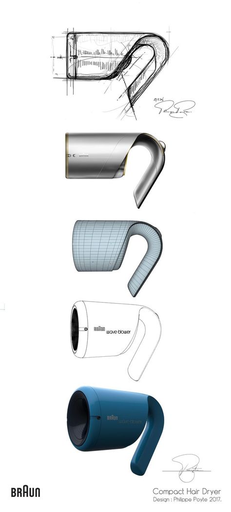 Hairdryer Sketch, Hairdryer Design, Kitchen Industrial Design, Form Development, Design Portfolio Layout, Industrial Loft Design, Industrial Design Portfolio, Braun Design, Prototype Design